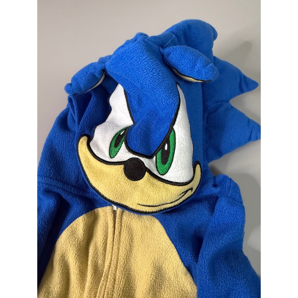 Sonic the Hedgehog Kids Blue Fleece Hooded Union Suit Costume Size 4
